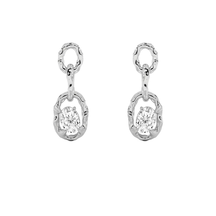 2Cttw Oval Shaped Lab Grown Diamond (G/VS) Earrings in 14K Gold