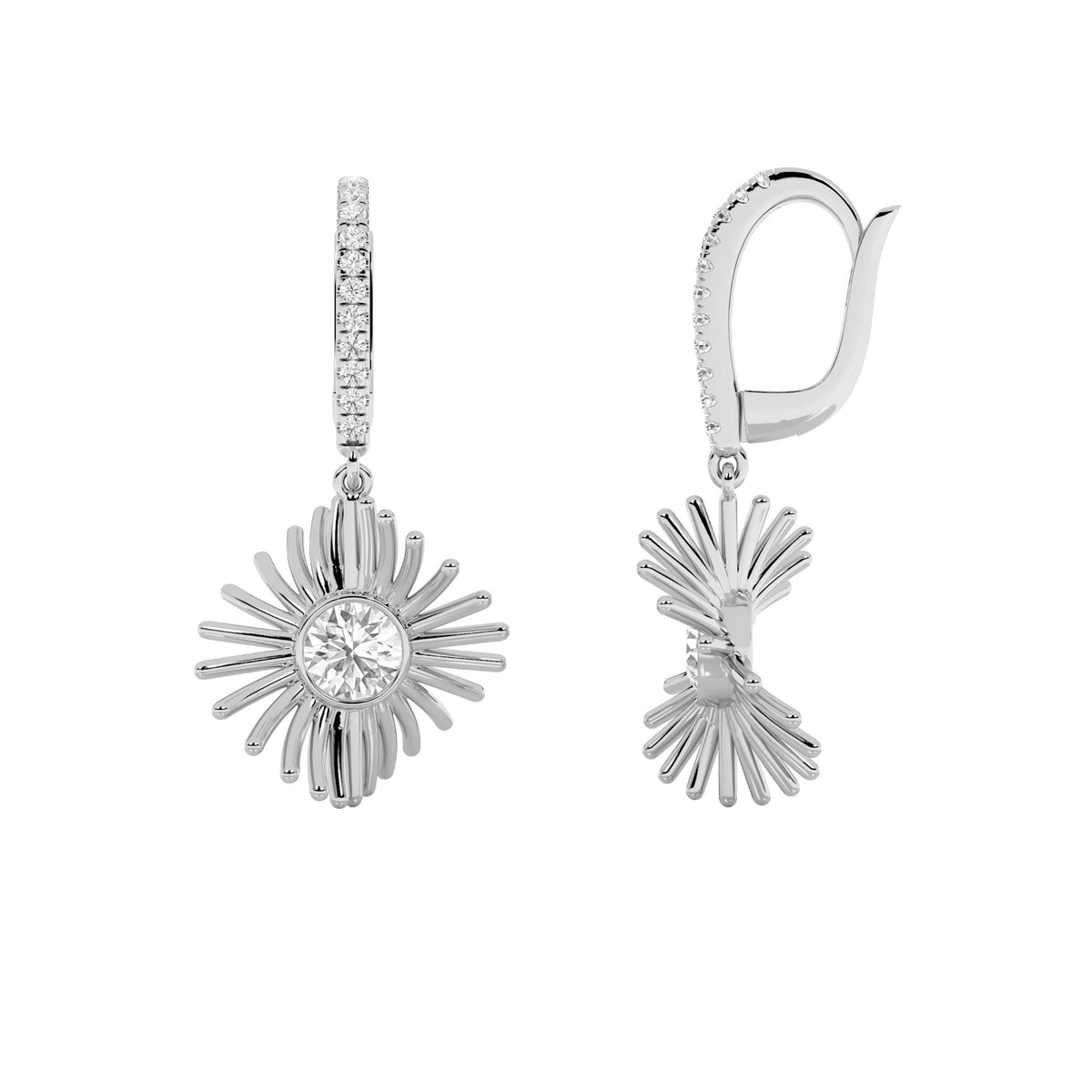1Cttw Round Shaped Lab Grown Diamond (F/VS) Dangle Fashion Earrings in 14K Gold