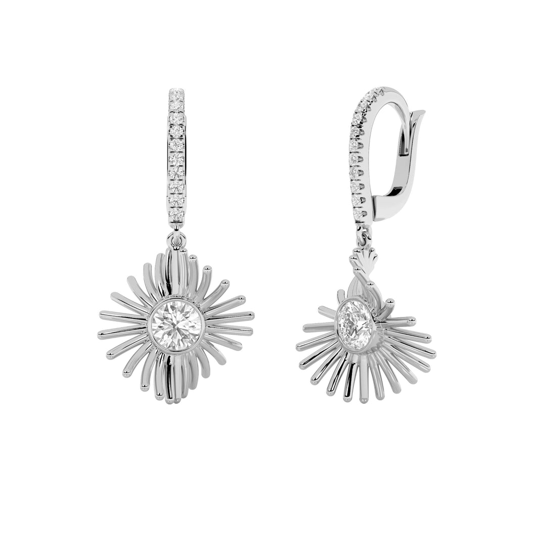 1Cttw Round Shaped Lab Grown Diamond (F/VS) Dangle Fashion Earrings in 14K Gold