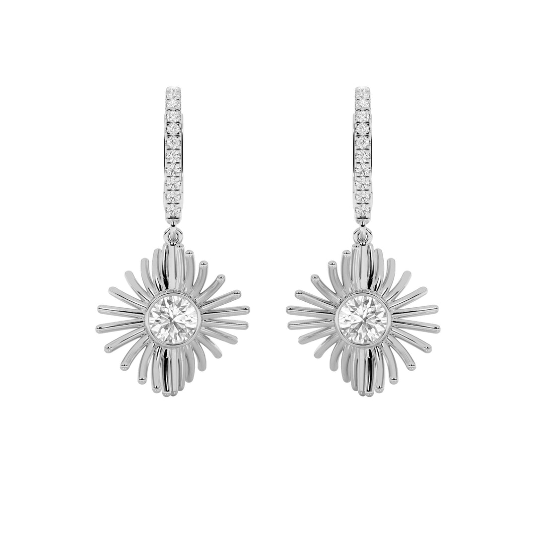 1Cttw Round Shaped Lab Grown Diamond (F/VS) Dangle Fashion Earrings in 14K Gold