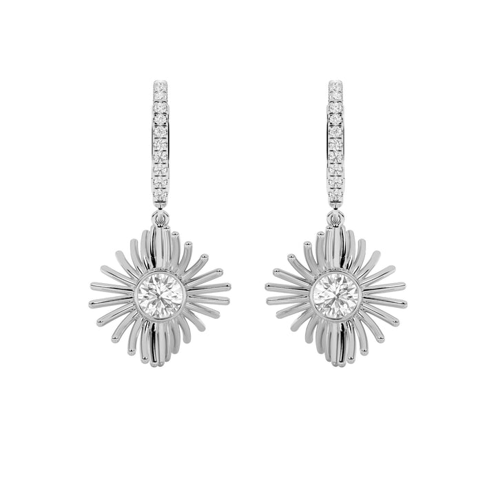 1Cttw Round Shaped Lab Grown Diamond (F/VS) Dangle Fashion Earrings in 14K Gold