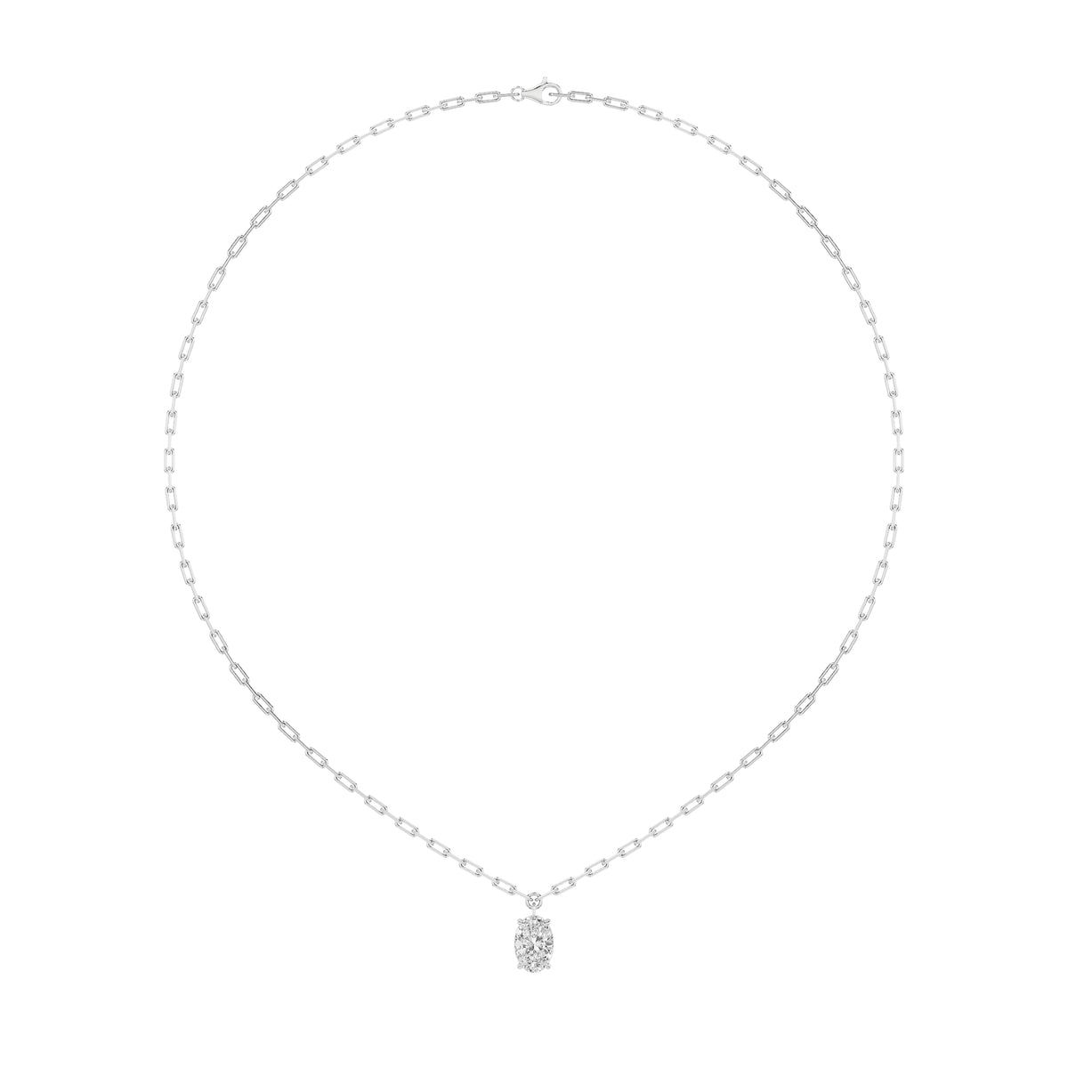 2Cttw Oval Shaped Lab Grown Diamond (F/VS) StrataChic Collection Necklace in 14K Gold