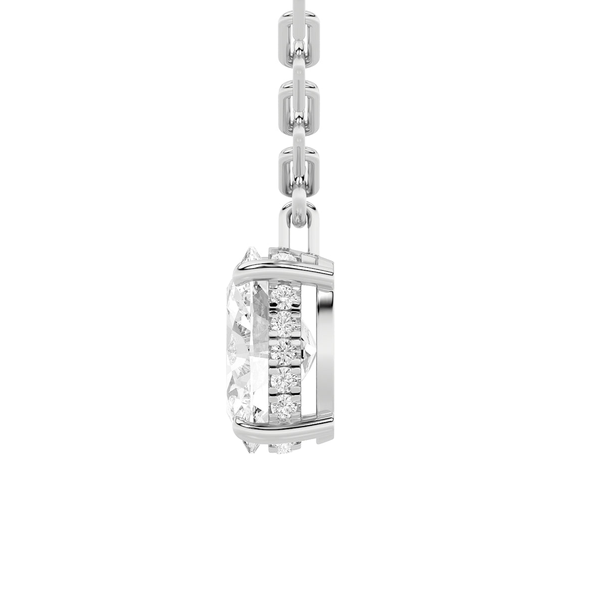2Cttw Oval Shaped Lab Grown Diamond (F/VS) StrataChic Collection Necklace in 14K Gold
