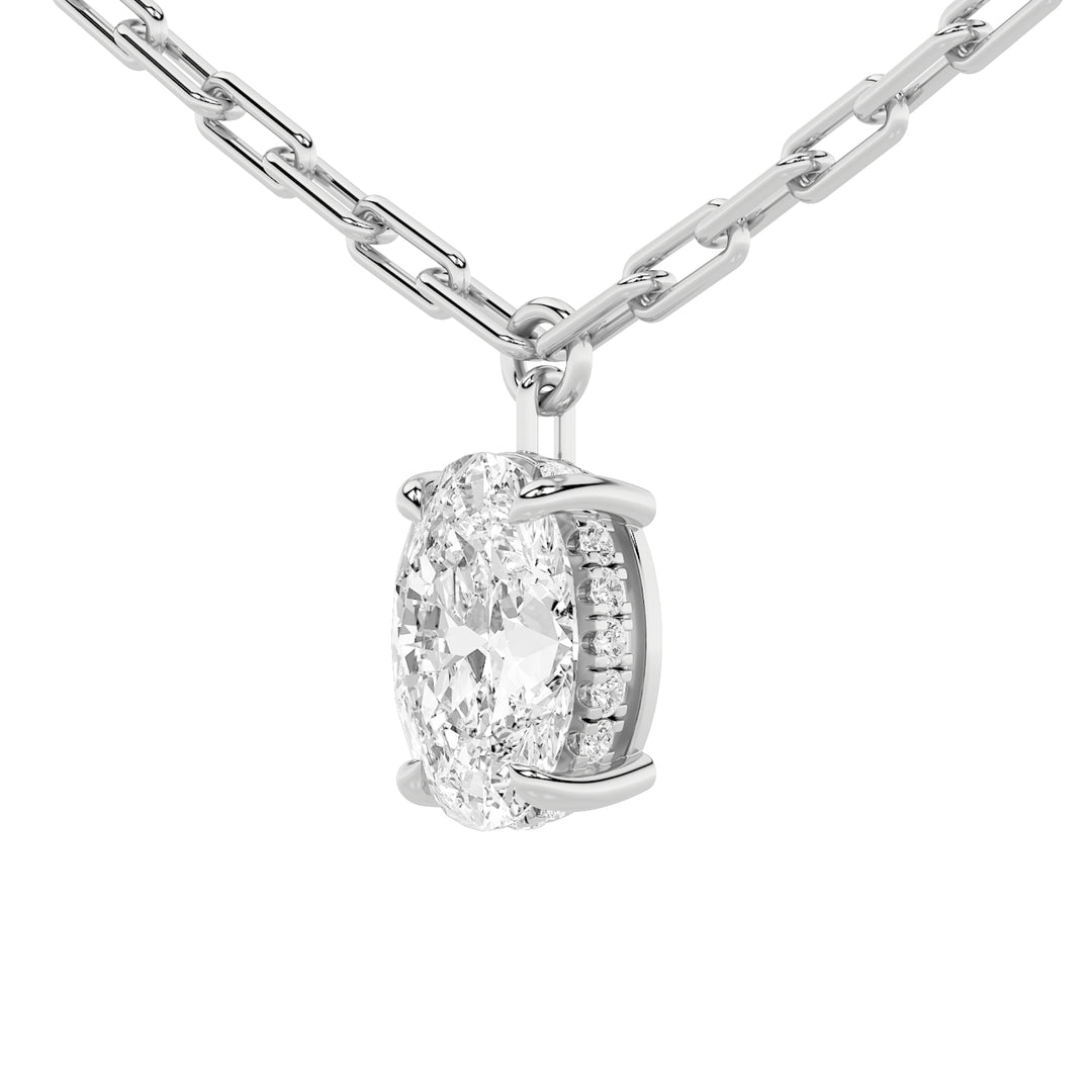 2Cttw Oval Shaped Lab Grown Diamond (F/VS) StrataChic Collection Necklace in 14K Gold