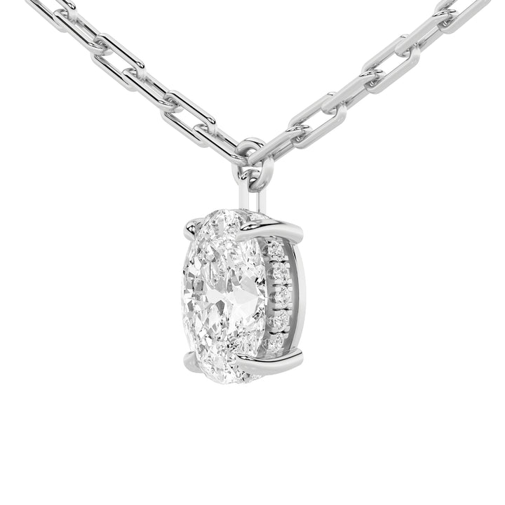2Cttw Oval Shaped Lab Grown Diamond (F/VS) StrataChic Collection Necklace in 14K Gold