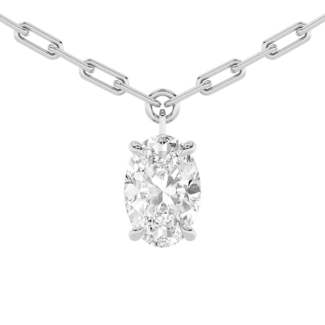 2Cttw Oval Shaped Lab Grown Diamond (F/VS) StrataChic Collection Necklace in 14K Gold
