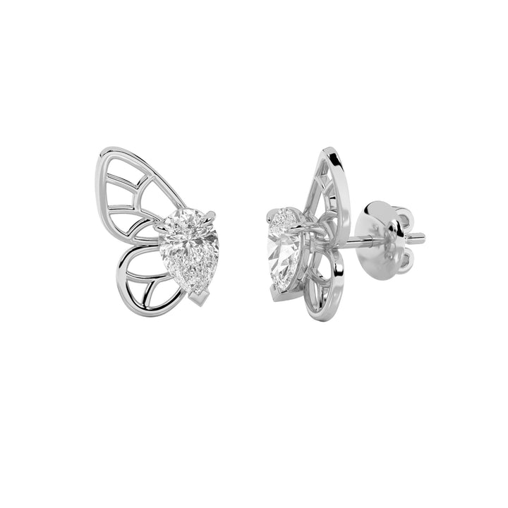 2Cttw Pear Shaped Lab Grown Diamond (F/VS) Butterly Fashion Earrings in 14K Gold