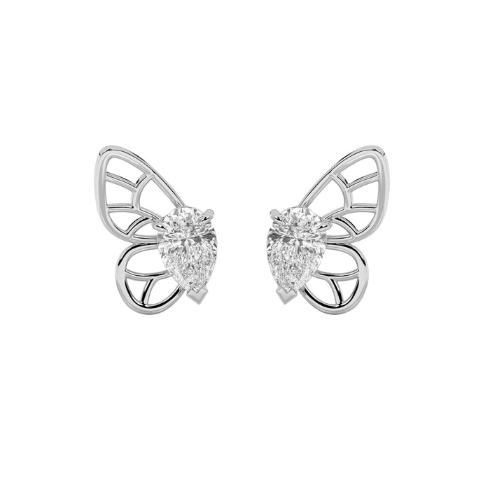 2Cttw Pear Shaped Lab Grown Diamond (F/VS) Butterly Fashion Earrings in 14K Gold