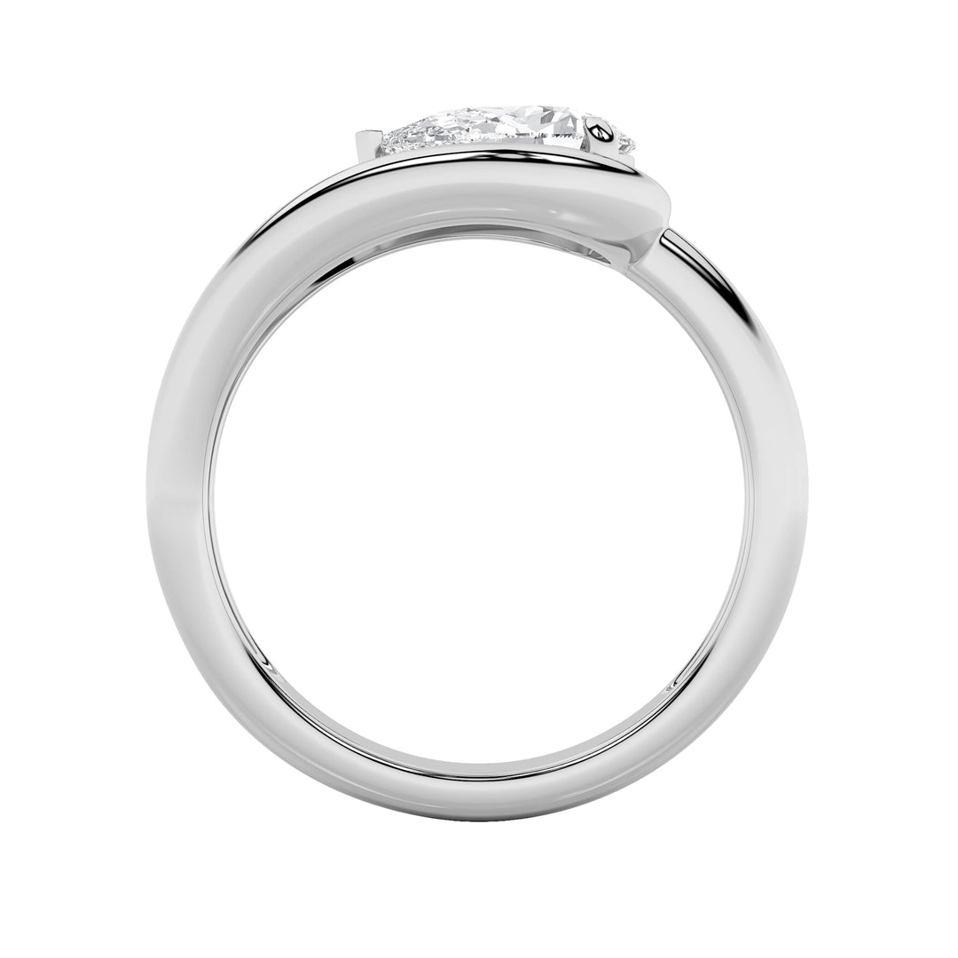 1Cttw Pear Shaped Lab Grown Diamond (F/VS) East West Solitaire Ring in 14K Gold