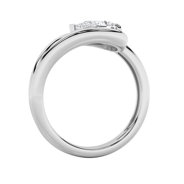 1Cttw Pear Shaped Lab Grown Diamond (F/VS) East West Solitaire Ring in 14K Gold