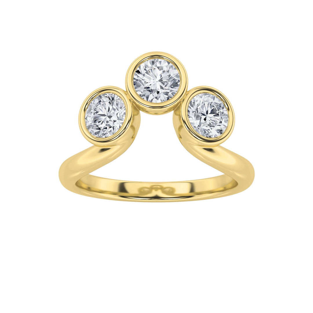 1Cttw Round Shaped Lab Grown Diamond (F/VS) ThreeStone Ring in 14K Gold