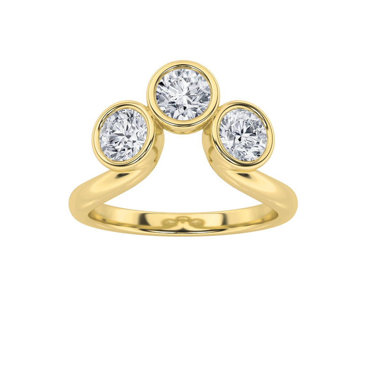 1Cttw Round Shaped Lab Grown Diamond (F/VS) ThreeStone Ring in 14K Gold