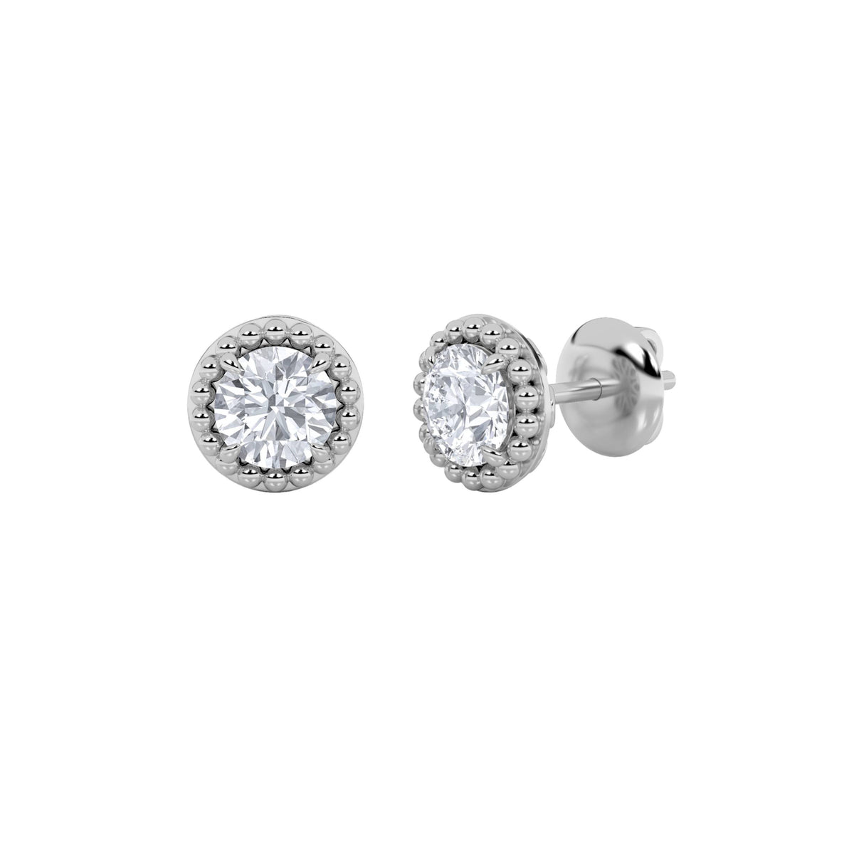 2Cttw Round Shaped Lab Grown Diamond (F/VS) Stud Earrings in 14K Gold