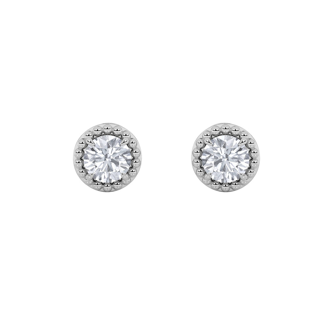 2Cttw Round Shaped Lab Grown Diamond (F/VS) Stud Earrings in 14K Gold