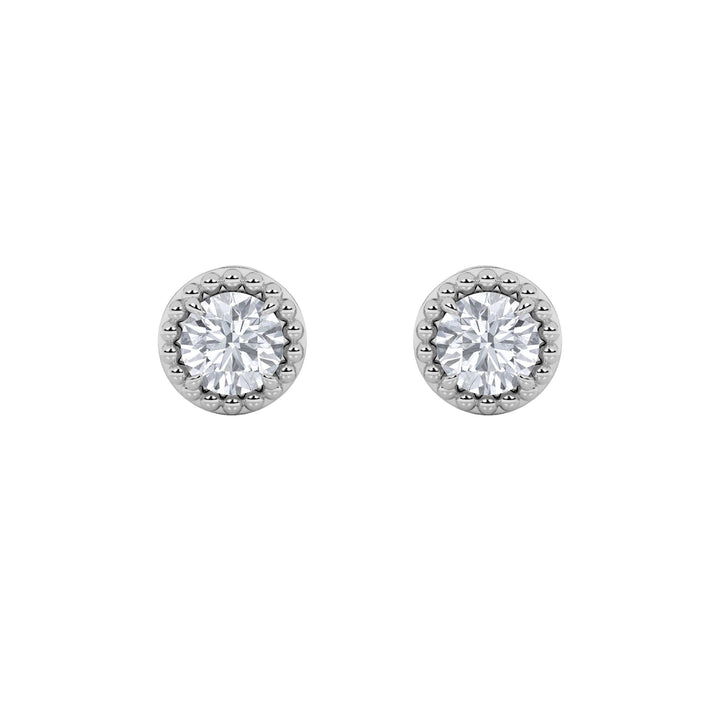 2Cttw Round Shaped Lab Grown Diamond (F/VS) Stud Earrings in 14K Gold
