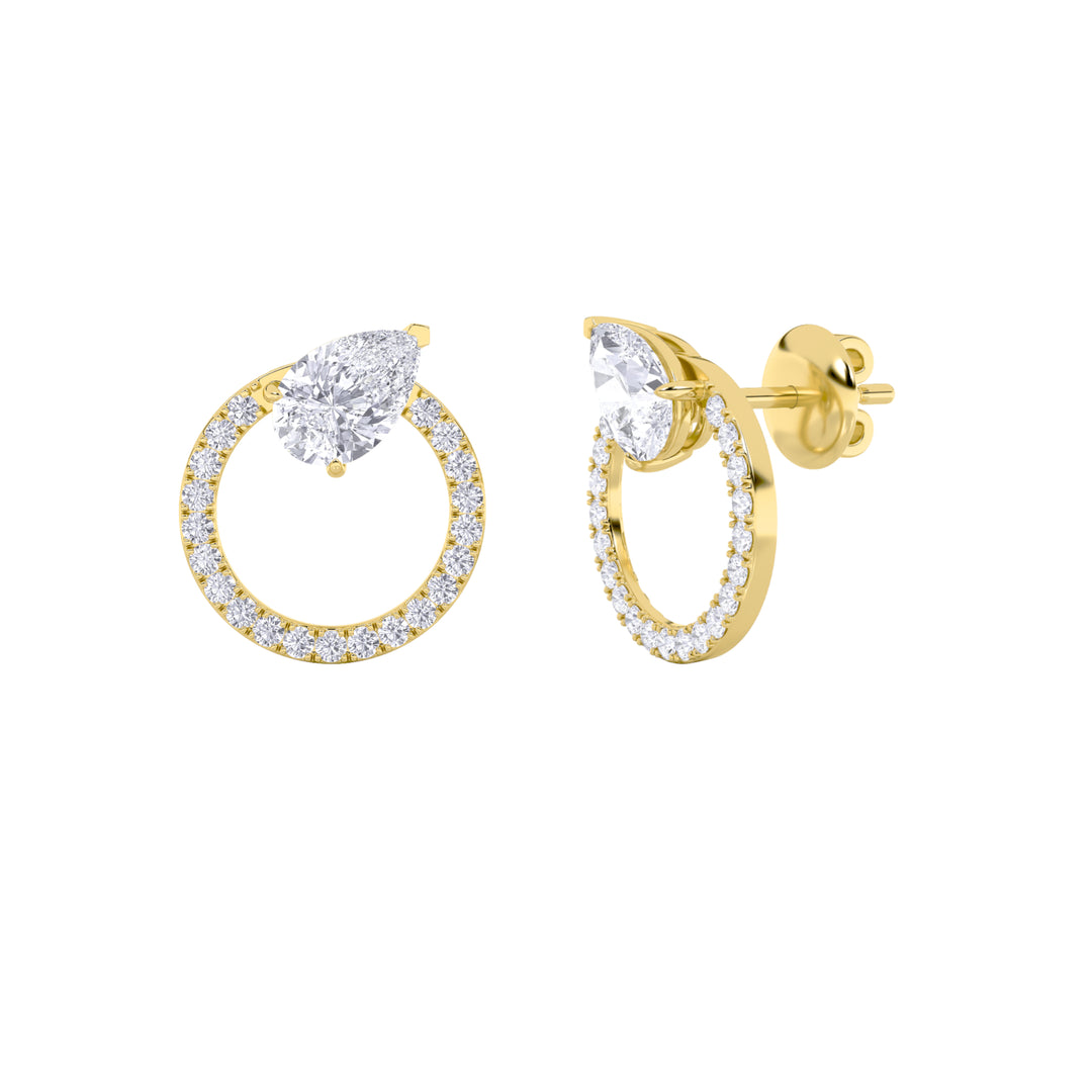 1.5Cttw Pear Shaped Lab Grown Diamond (F/VS) Dangle Fashion Earrings in 14K Gold