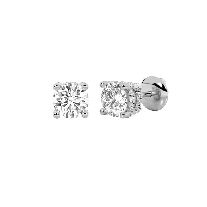 2Cttw Round Shaped Lab Grown Diamond (F/VS) Stud Earrings in 14K Gold