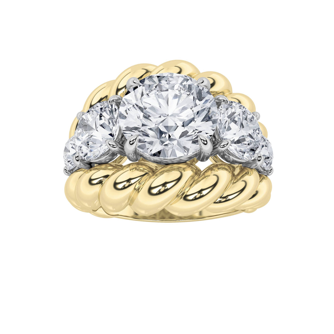 5.5Cttw Round Shaped Lab Grown Diamond (F/VS) Five Stone Ring in 14K Gold