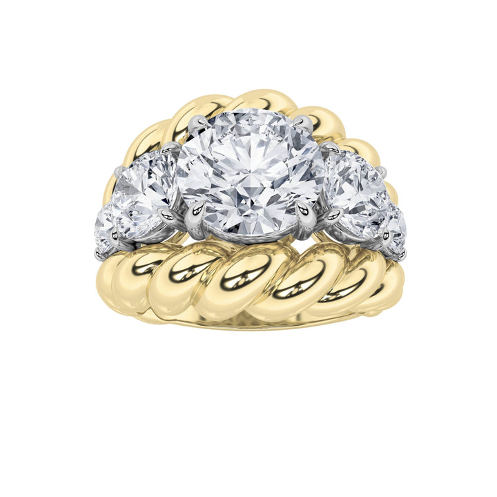 5.5Cttw Round Shaped Lab Grown Diamond (F/VS) Five Stone Ring in 14K Gold