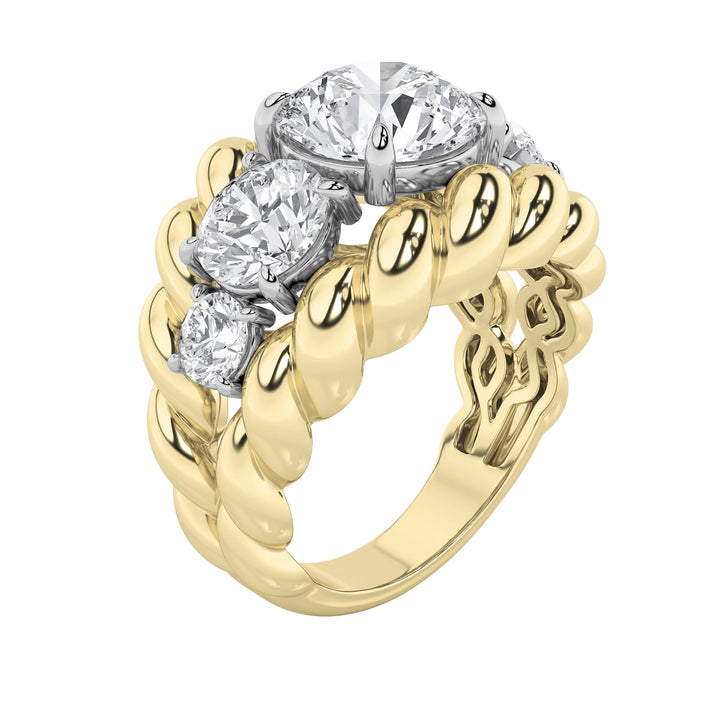 5.5Cttw Round Shaped Lab Grown Diamond (F/VS) Five Stone Ring in 14K Gold
