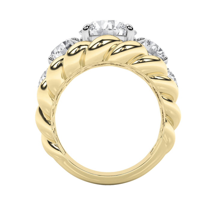 5.5Cttw Round Shaped Lab Grown Diamond (F/VS) Five Stone Ring in 14K Gold