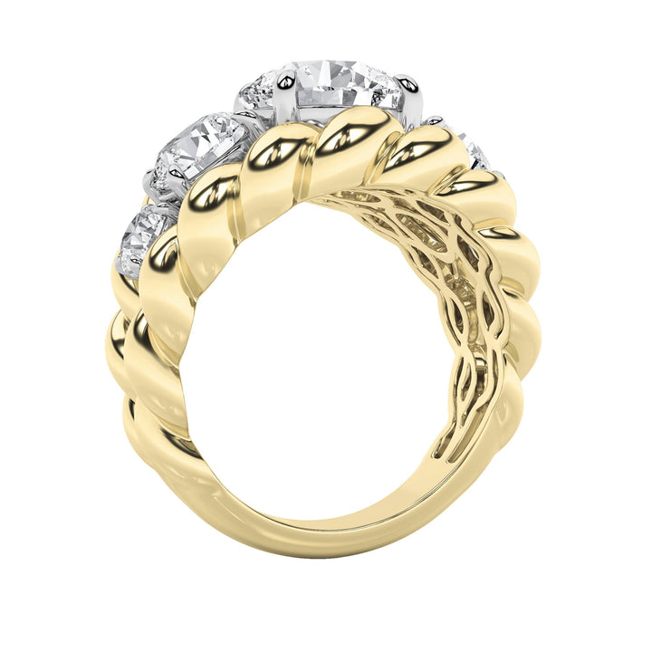 5.5Cttw Round Shaped Lab Grown Diamond (F/VS) Five Stone Ring in 14K Gold