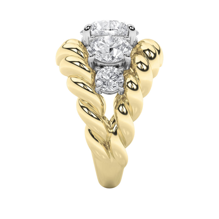 5.5Cttw Round Shaped Lab Grown Diamond (F/VS) Five Stone Ring in 14K Gold