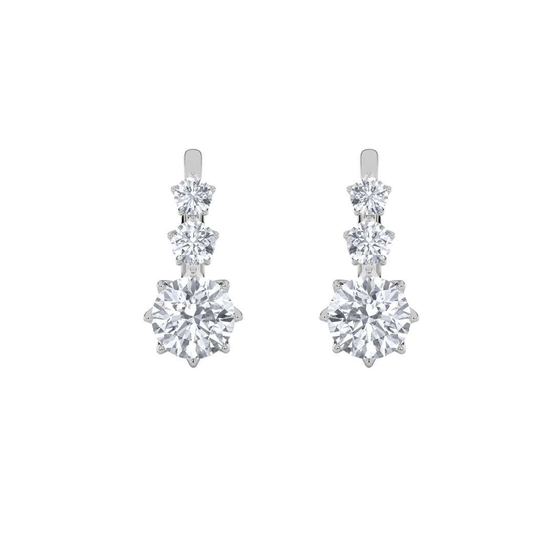 2.5Cttw Round Shaped Lab Grown Diamond (F/VS) Antique Design Earrings in 14K Gold