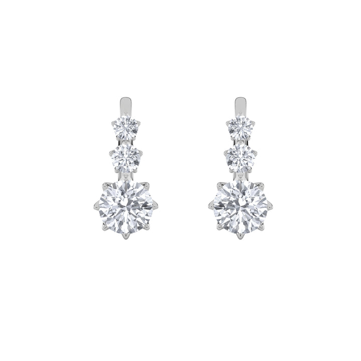 2.5Cttw Round Shaped Lab Grown Diamond (F/VS) Antique Design Earrings in 14K Gold
