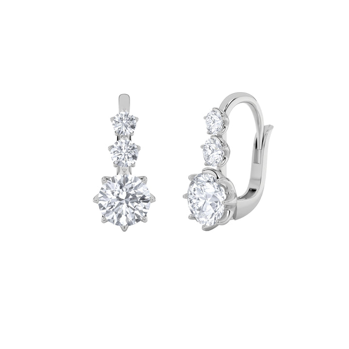 2.5Cttw Round Shaped Lab Grown Diamond (F/VS) Antique Design Earrings in 14K Gold