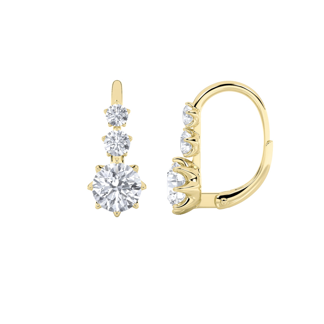 2.5Cttw Round Shaped Lab Grown Diamond (F/VS) Antique Design Earrings in 14K Gold