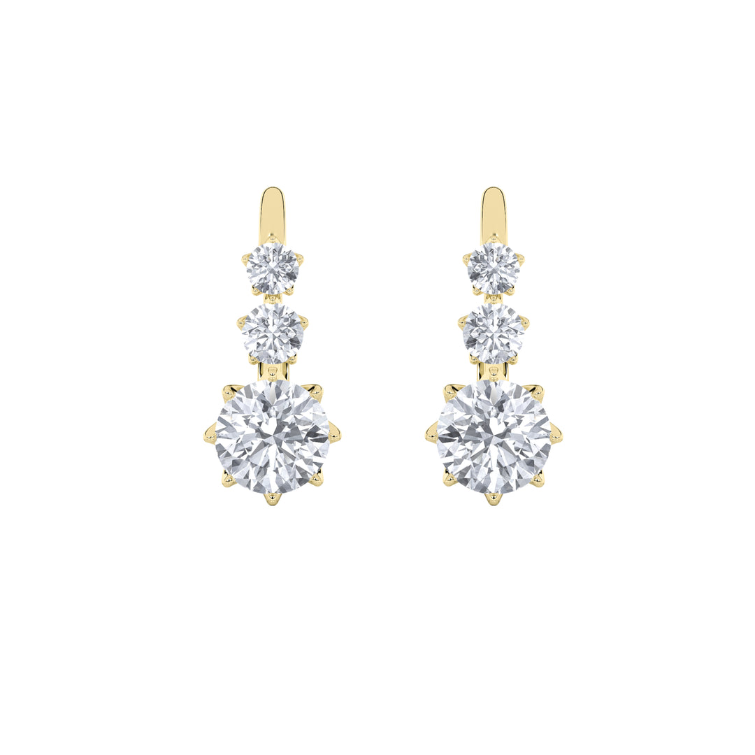 2.5Cttw Round Shaped Lab Grown Diamond (F/VS) Antique Design Earrings in 14K Gold