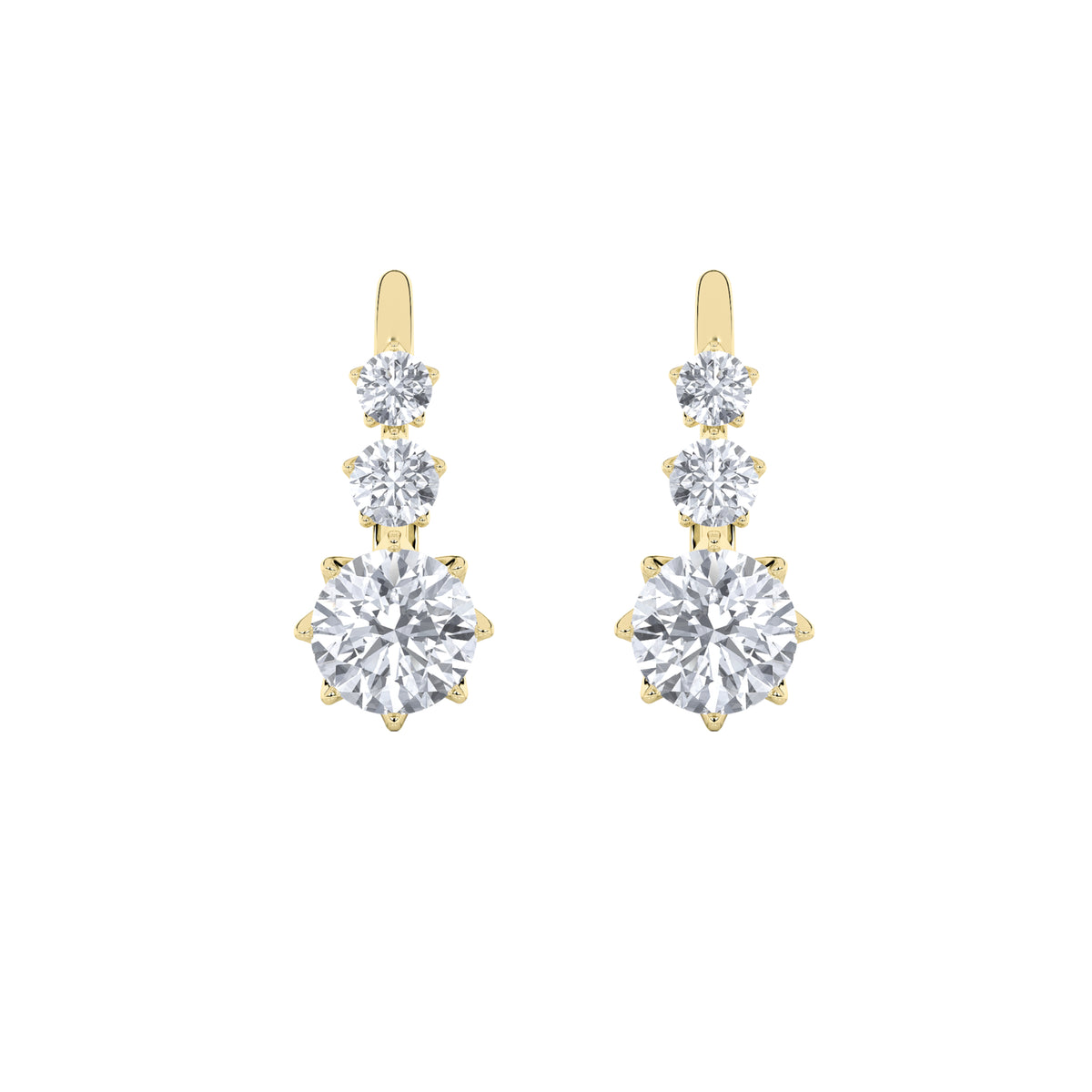 2.5Cttw Round Shaped Lab Grown Diamond (F/VS) Antique Design Earrings in 14K Gold