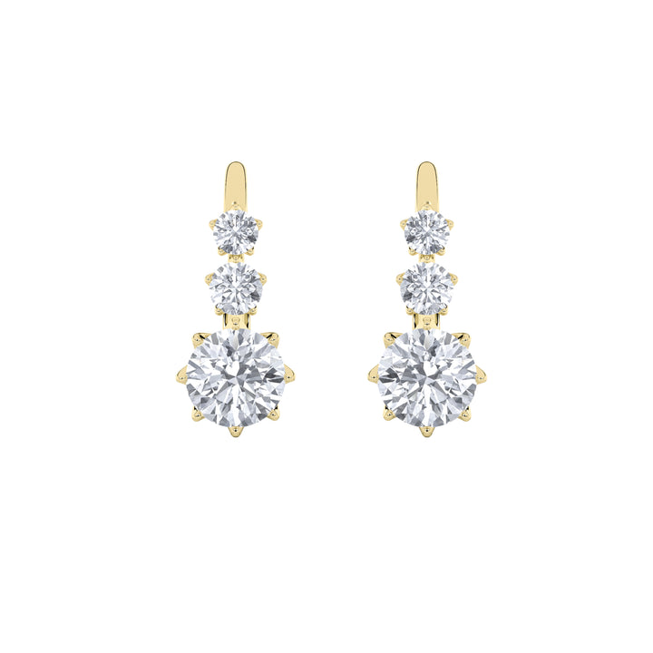 2.5Cttw Round Shaped Lab Grown Diamond (F/VS) Antique Design Earrings in 14K Gold