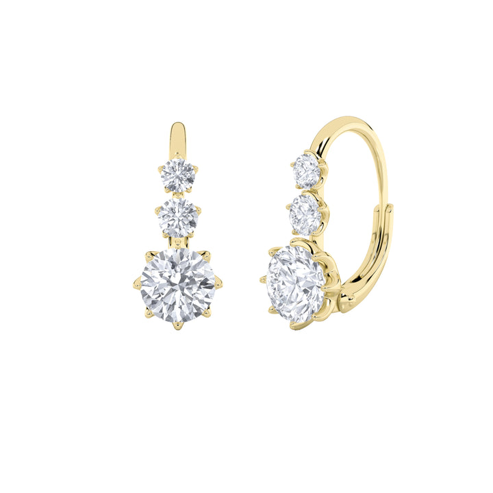2.5Cttw Round Shaped Lab Grown Diamond (F/VS) Antique Design Earrings in 14K Gold
