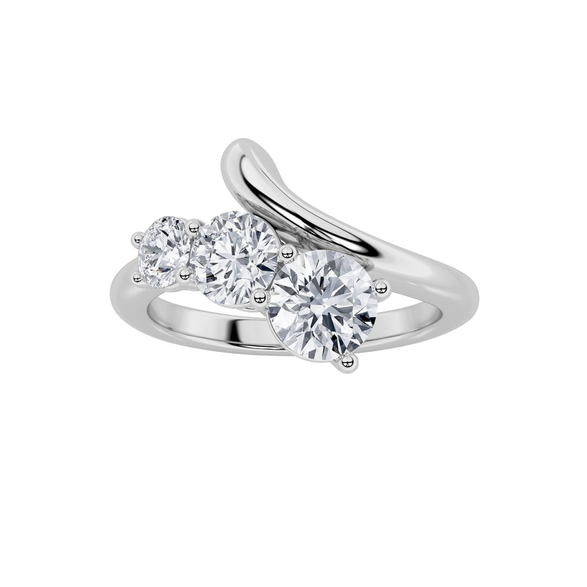 1.5Cttw Round Shaped Lab Grown Diamond (F/VS) Three Stone Ring in 14K Gold