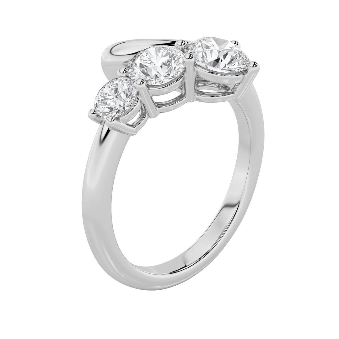 1.5Cttw Round Shaped Lab Grown Diamond (F/VS) Three Stone Ring in 14K Gold