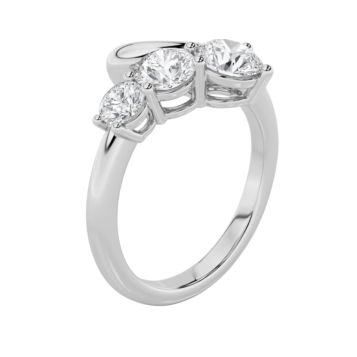 1.5Cttw Round Shaped Lab Grown Diamond (F/VS) Three Stone Ring in 14K Gold
