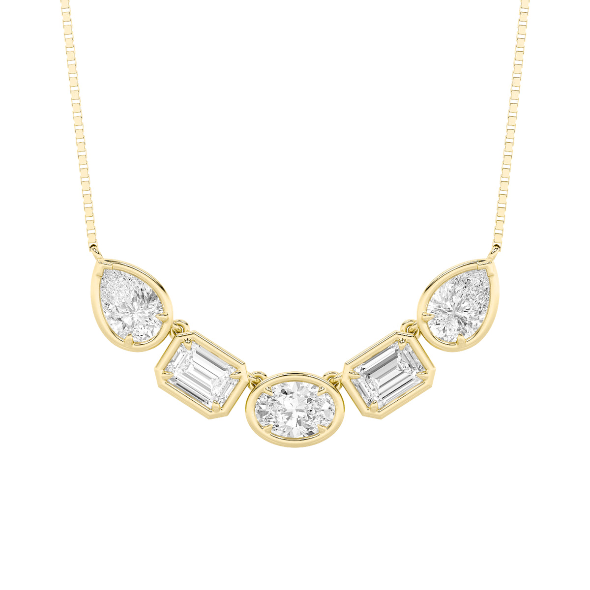 2.5Cttw Oval Shaped Lab Grown Diamond (F/VS) FiveStone Necklace in 14K Gold