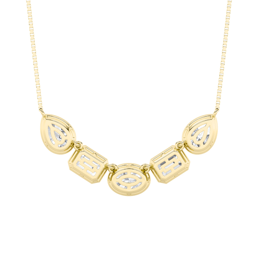 2.5Cttw Oval Shaped Lab Grown Diamond (F/VS) FiveStone Necklace in 14K Gold