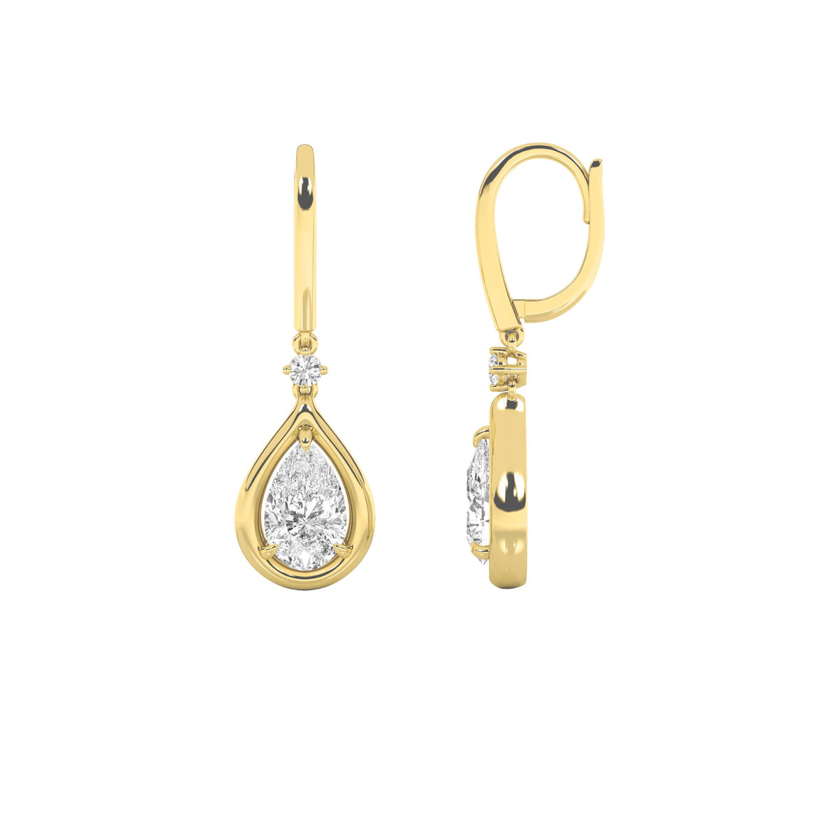 2Cttw Pear Shaped Lab Grown Diamond (F/VS) DangleEarrings in 14K Gold