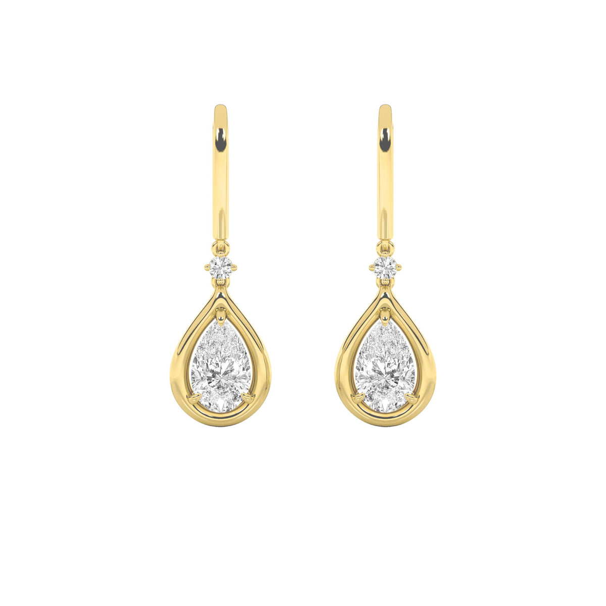 2Cttw Pear Shaped Lab Grown Diamond (F/VS) DangleEarrings in 14K Gold