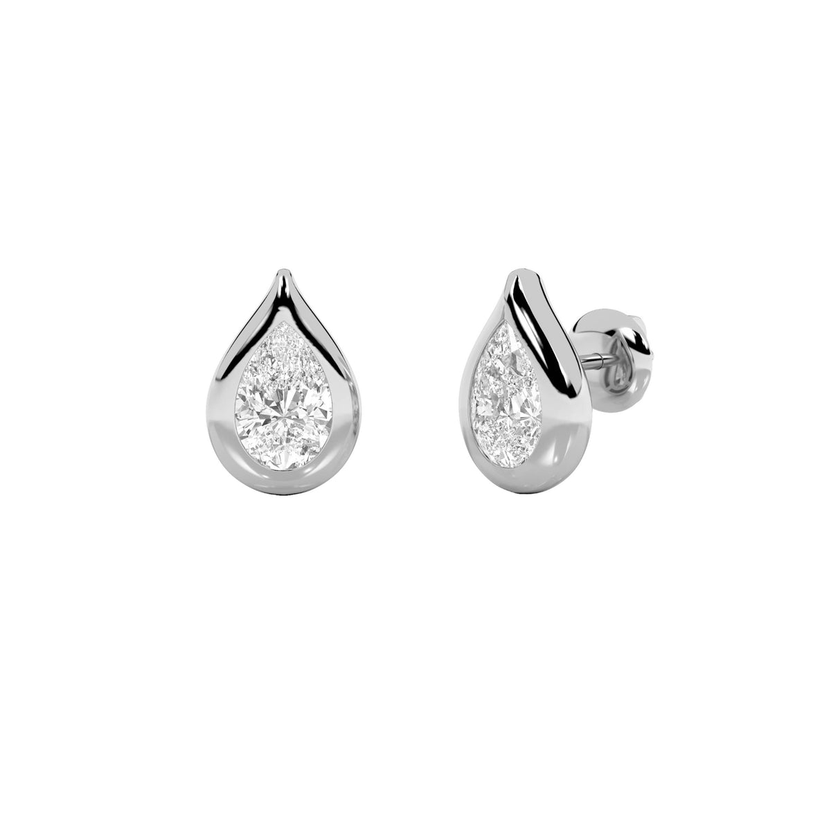 2Cttw Pear Shaped Lab Grown Diamond (F/VS) Stud Earrings in 14K Gold