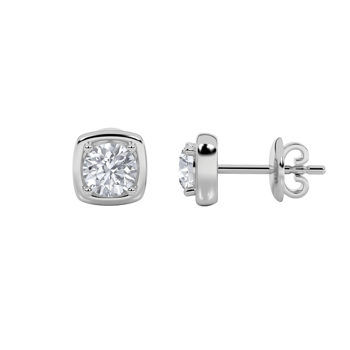 2Cttw Round Shaped Lab Grown Diamond (F/VS) Stud Earrings in 14K Gold