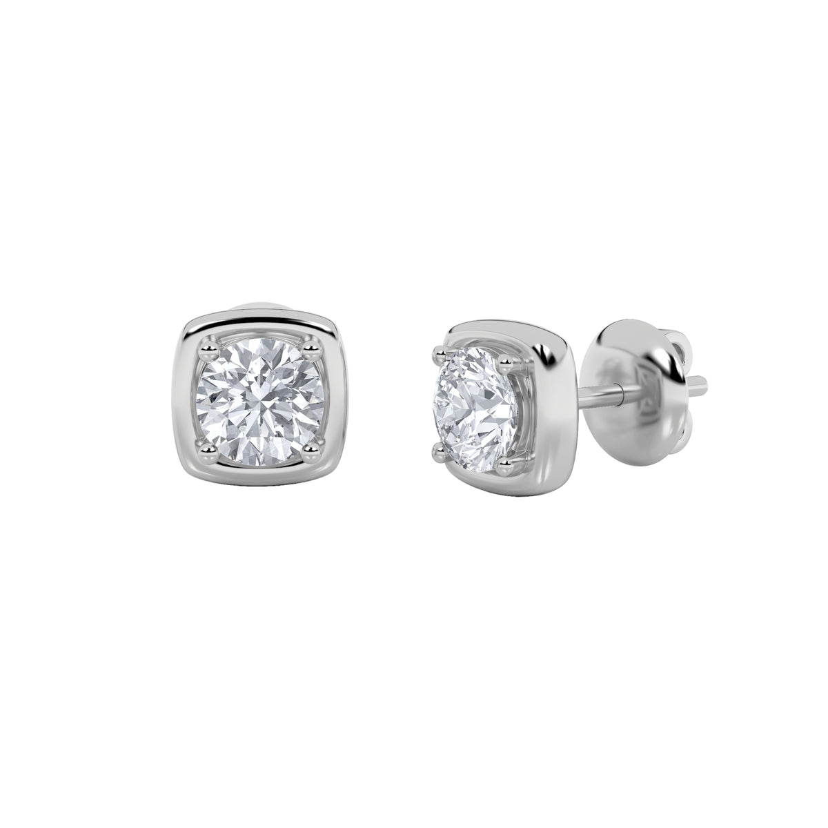 2Cttw Round Shaped Lab Grown Diamond (F/VS) Stud Earrings in 14K Gold