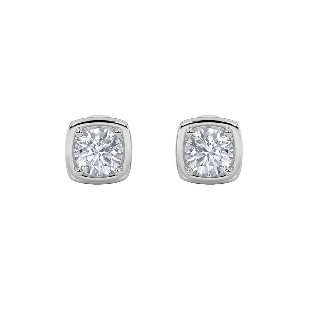 2Cttw Round Shaped Lab Grown Diamond (F/VS) Stud Earrings in 14K Gold