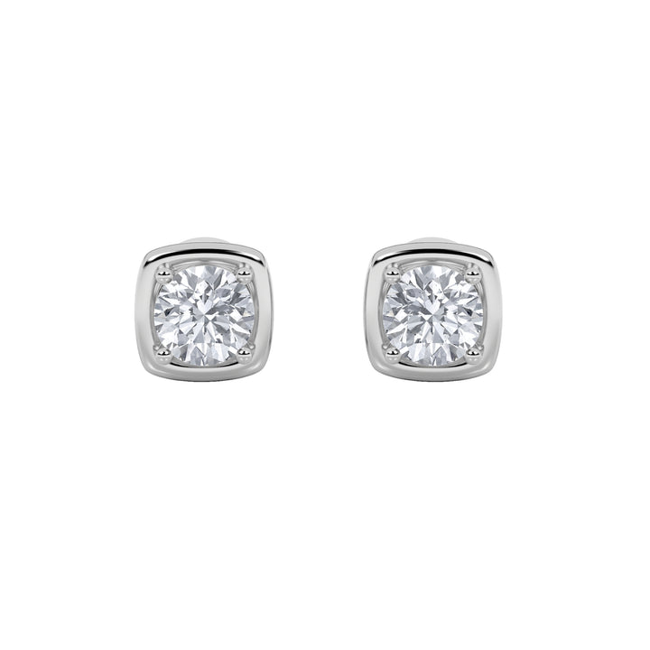 2Cttw Round Shaped Lab Grown Diamond (F/VS) Stud Earrings in 14K Gold