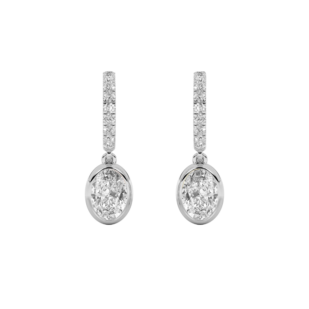 2Cttw Oval Shaped Lab Grown Diamond (F/VS) DangleEarrings in 14K Gold