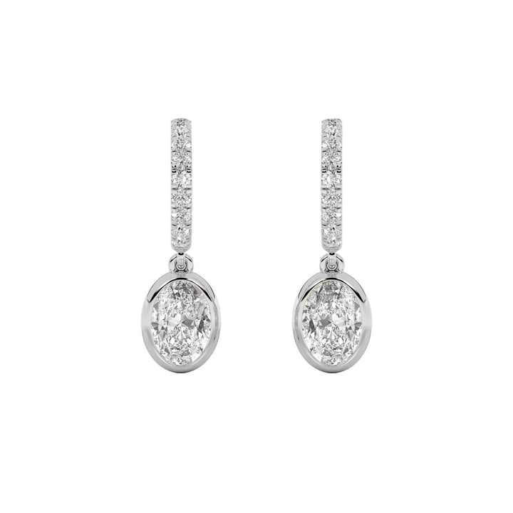 2Cttw Oval Shaped Lab Grown Diamond (F/VS) DangleEarrings in 14K Gold