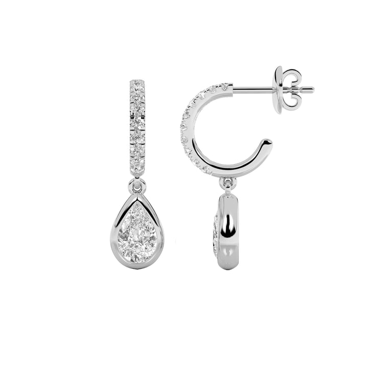 2Cttw Pear Shaped Lab Grown Diamond (F/VS) DangleEarrings in 14K Gold